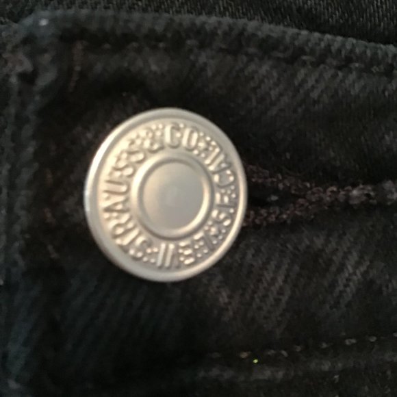 Levi's Black Icon Wedgie Raw Edge Hem Distressed Button Fly Jeans - Picture 10 of 15